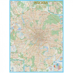 Настенная карта Москвы с каждым домом на отвесах 1:21 000
